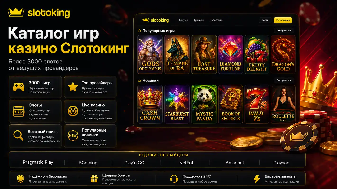Каталог игр казино Слотокинг &mdash; более 3000 слотов от ведущих провайдеров
